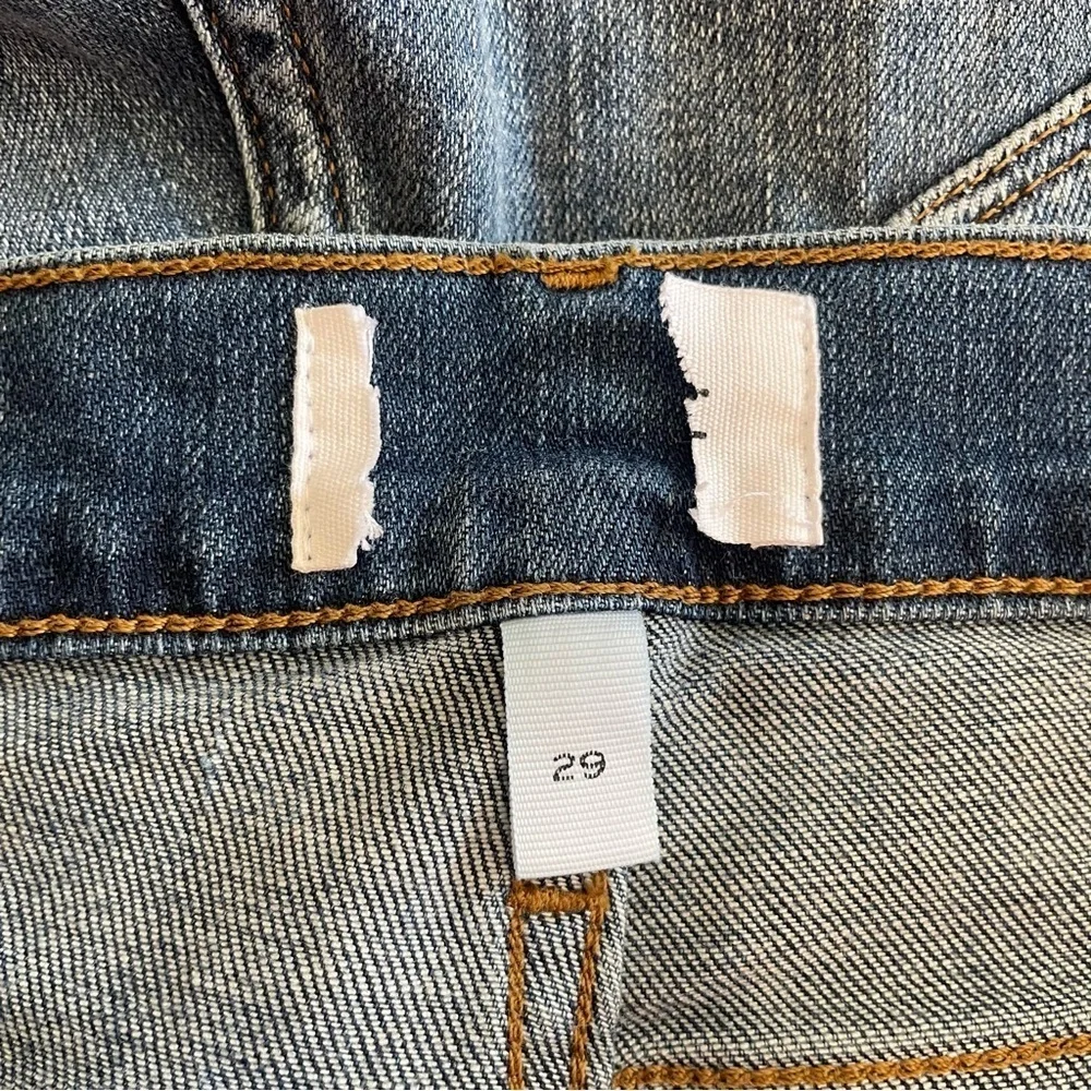 New! Frame Le Garçon Azure Blue Mid Rise Distressed Straight Jeans 22624 - Picture 11 of 14